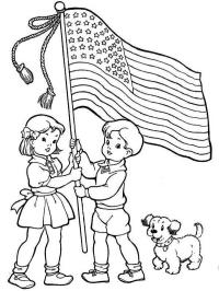 Steagul american ţinut de copii