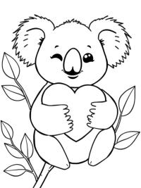 Koala kawaii ținând o inimă