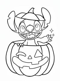 Stitch într-un dovleac de Halloween