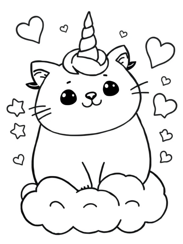 Pusheen Unicorn de colorat