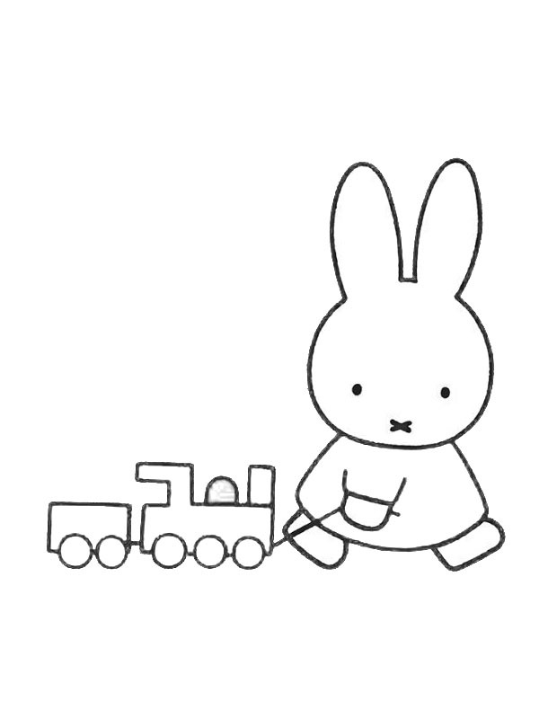 Miffy trage un tren de jucărie de colorat