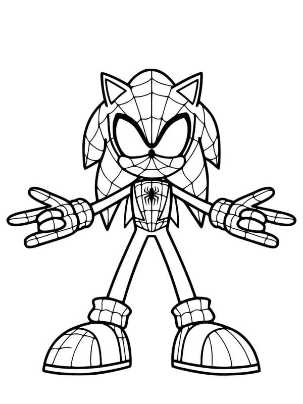 Sonic Spiderman de colorat